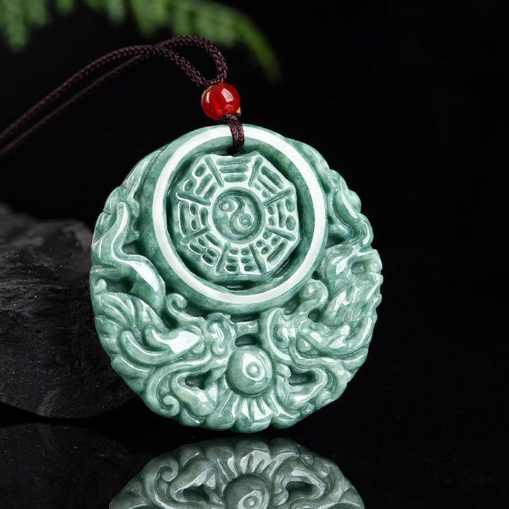 Buddha Stones Drachen Jade Yin Yang Balance Halskette String Anhänger - image 5