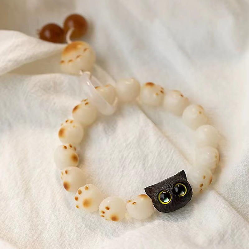 Buddha Stones Natürliches Bodhi-Samen-Armband aus rotem Sandelholz, schöne Pfote, glückliche Katze, Friedensarmband - image 9