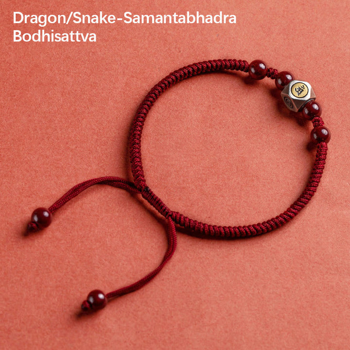 Buddha Stones 925 Sterling Silber Chinesisches Sternzeichen Natal Buddha Zinnober Calm Armband - Drache/Schlange-Samantabhadra Bodhisattva - Rot (Handgelenkumfang 14–18 cm) - image 15