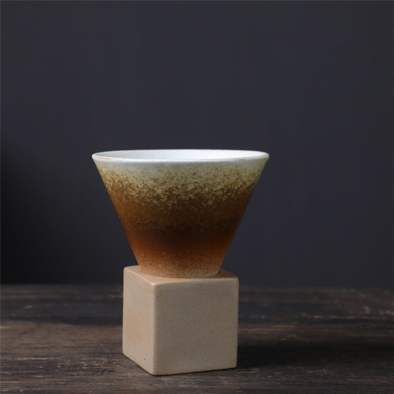 Buddha Stones Keramik-Kaffeetasse im Vintage-Stil mit Farbverlauf, Tea Latte, Espressotasse mit Standfuß, 200 ml