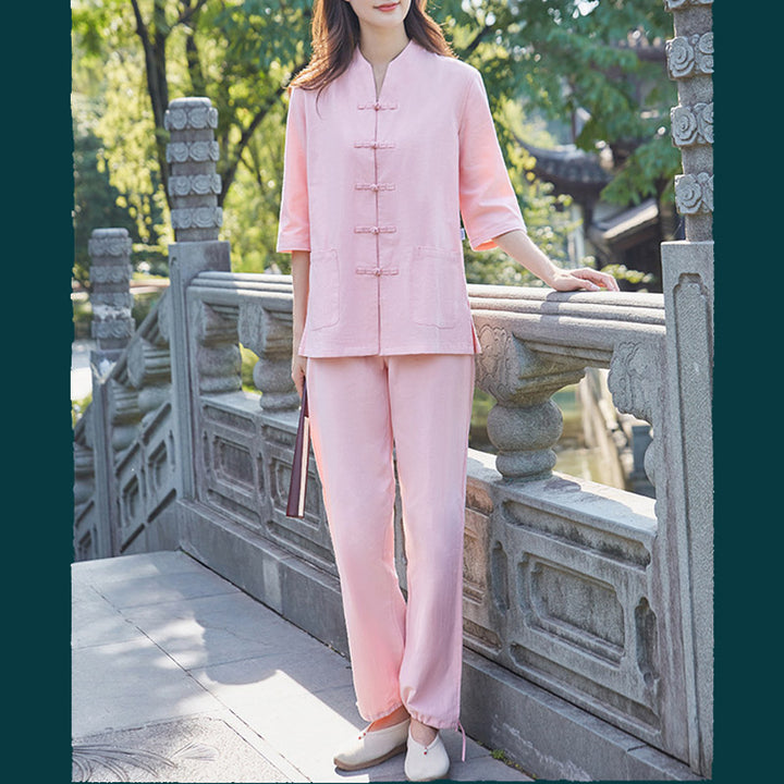 Spirituelle Zen-Praxis, Yoga, Meditation, Gebetsuniform, Baumwoll-Leinen-Kleidung, Damen-Set - image 6