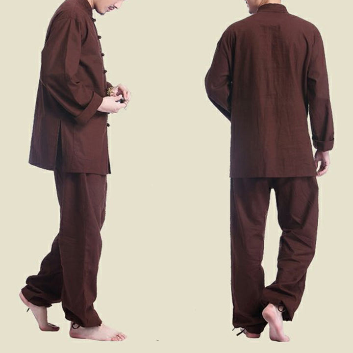 Buddha Stones, chinesischer Frosch, Knopf-Design, Meditation, Gebet, Baumwolle, Leinen, spirituell, Zen, Praxis, Yoga, Kleidung, Herren-Set - image 16