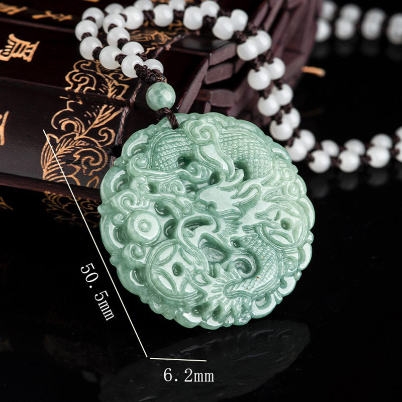 Buddha Stones Chinesisches Sternzeichen Drache Jade Fortune Halskette String Anhänger - image 8