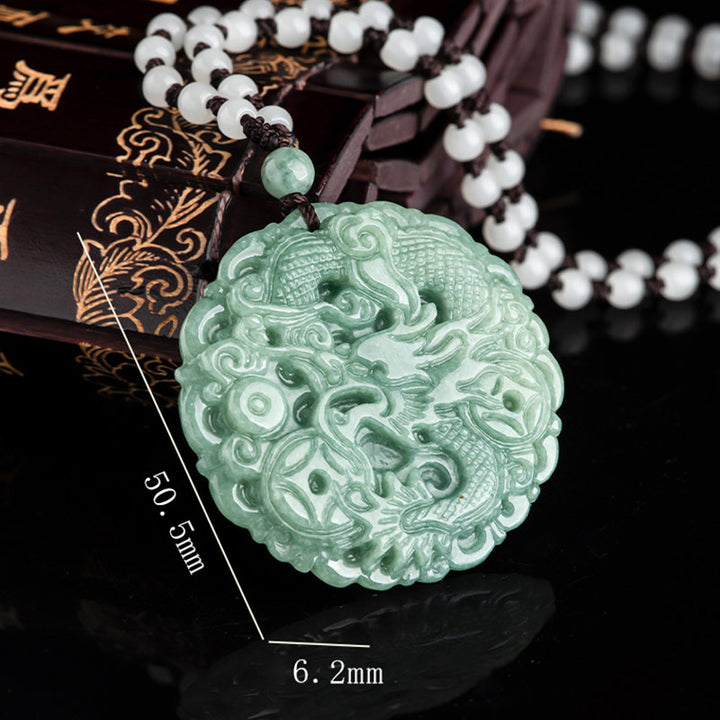 Buddha Stones Chinesisches Sternzeichen Drache Jade Fortune Halskette String Anhänger - image 8