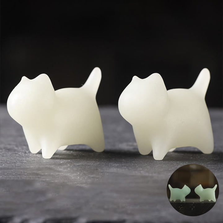Buddha Stones, 2 Stück, Mini-Glühstein, niedliche Katze, leuchtende Glückskatze, Energie-Dekoration - 4,4 x 3,5 x 2,3 cm (2 Katzen). - image 1