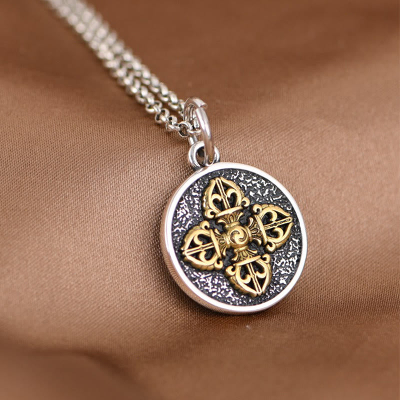 Buddha Stones 925 Sterling Silber Doppel Dorje Vajra Segen Halskette Anhänger - image 1