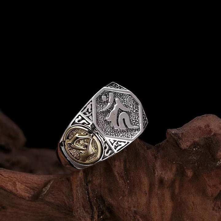 Verstellbarer Ring aus 925er-Sterlingsilber mit Buddha Stonesn, Sanskrit-Design, geschnitzter Schutz - Sanskrit-Ring (verstellbar) - image 0