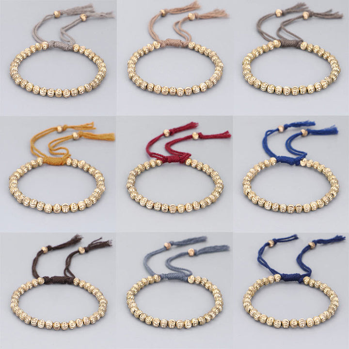 Buddha Stones Tibetisches handgefertigtes Kupferperlen-Glücksschnur-Armband