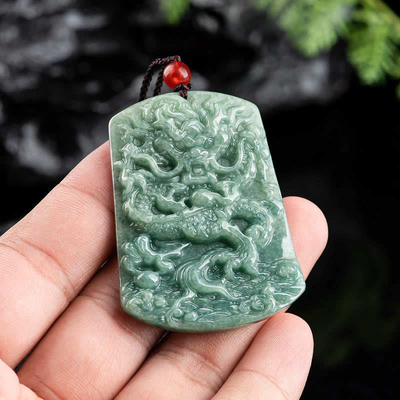 Buddha Stones, natürliche Jade, chinesisches Sternzeichen, Drache, Meer, Glück, Halskette, Anhänger - image 3