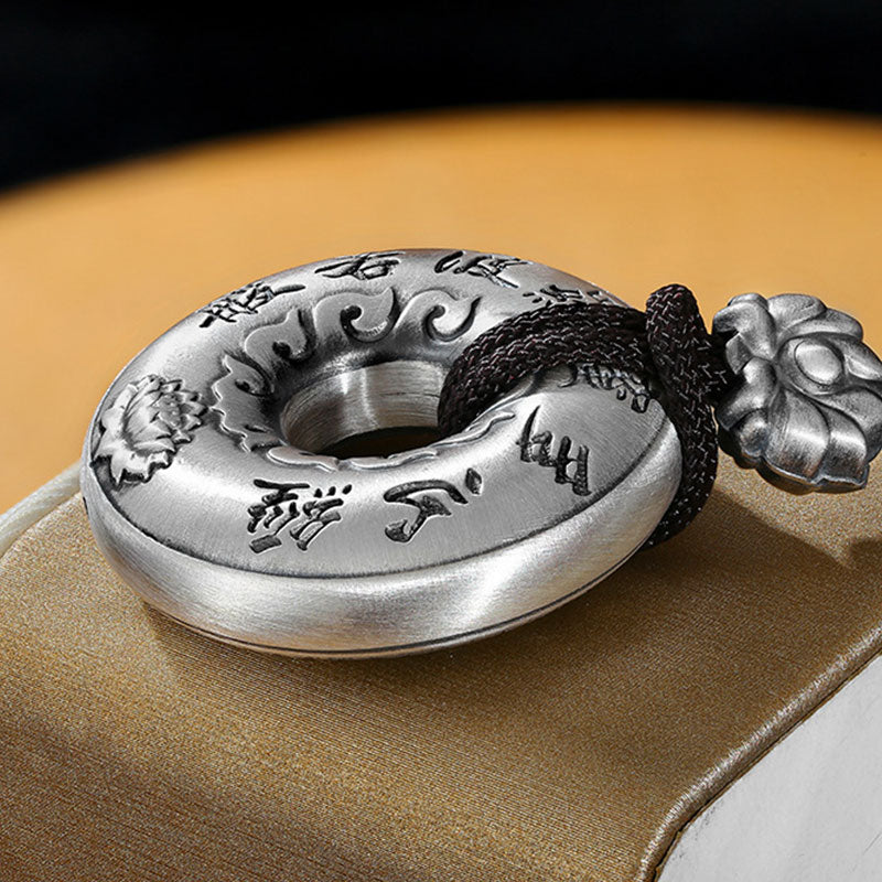 999 Sterling Silber Herz Sutra Lotus Peace Schnalle Halskette Anhänger - image 8