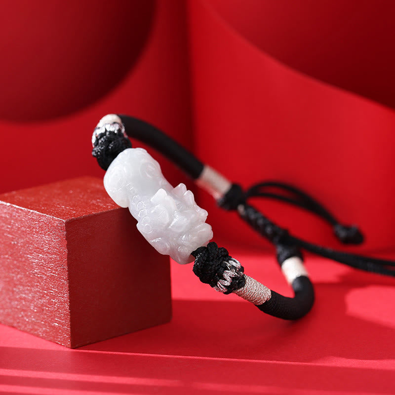 Buddha Stones Handgefertigtes geflochtenes Armband aus PiXiu-Glück und Wohlstand aus natürlicher Jade - image 2