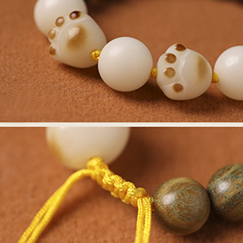 Buddha Stones natürliches grünes Sandelholz-Bodhi-Samen-Katzenpfoten-Klauen-Heilungsarmband - image 7