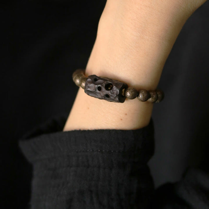 Buddha Stones Tibet Ebenholz Kupfer Peace Balance Perlenarmband