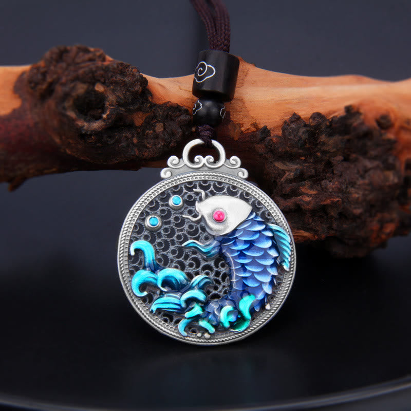 Buddha Stones 999 Sterling Silber Glück Koi Fisch Erfolg Wohlstand Halskette Anhänger - Koi-Fisch (Glück ♥ Wohlstand) - image 1