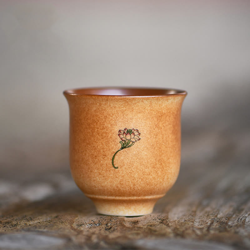 Buddha-Steine, kleine Dunhuang-Fresken, Lotus-Teetasse aus Keramik, Kung-Fu-Teetasse, 90 ml