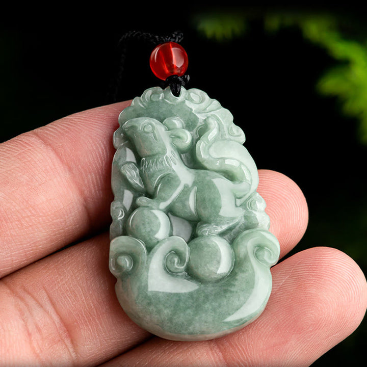 Halskette mit Buddha Stonesn, natürlicher grüner Jade, 12 chinesische Sternzeichen, Glück, Wohlstand