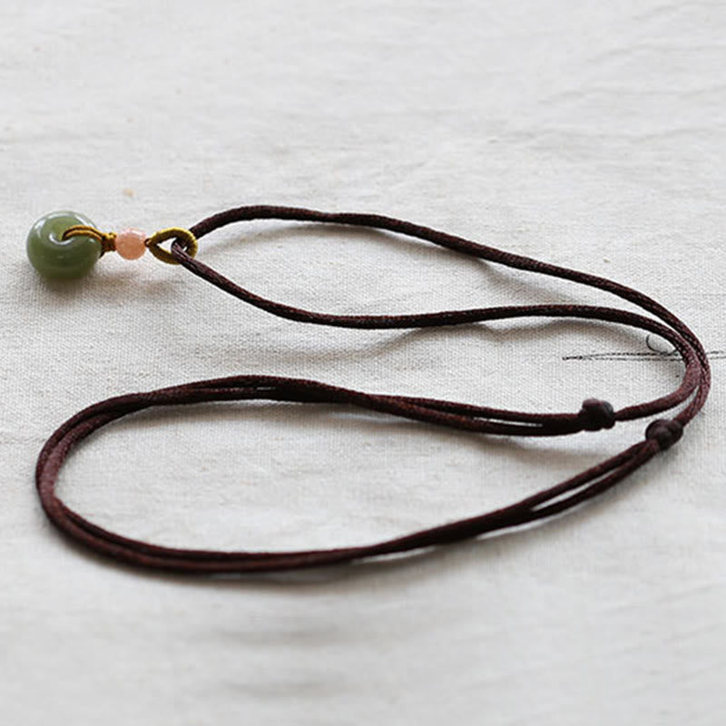 Natürlicher runder Jade-Friedensschnallen-Lotus-Überfluss-Schnur-Halskettenanhänger - image 12