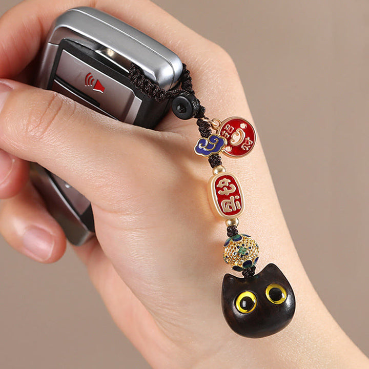 Buddha Stones, Ebenholz, glückliche Katze, verheißungsvolle Wolke, Frieden, Schlüsselanhänger, Handy-Hängedekoration - image 6