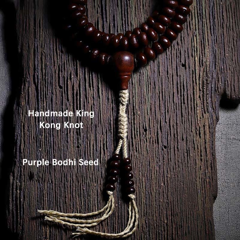 Buddha Stones Natural Tibet 108 Mala Perlen Lila Bodhi Samen Dreiäugige Dzi Perle Kupfer Dorje Harmonie Armband