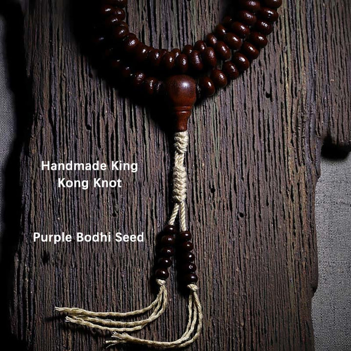 Buddha Stones Natural Tibet 108 Mala Perlen Lila Bodhi Samen Dreiäugige Dzi Perle Kupfer Dorje Harmonie Armband