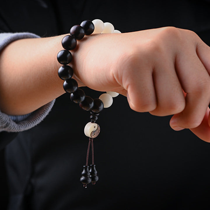 Buddha Stones Ebenholz YinYang Schutz Armband Dekoration