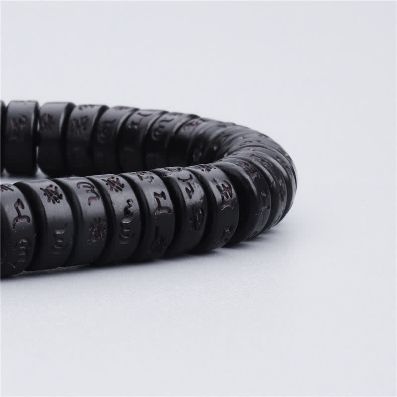 Buddha Stones, tibetische Kokosnussschalen-Perlen, graviertes Om Mani Padme Hum Mantra-Glücksarmband