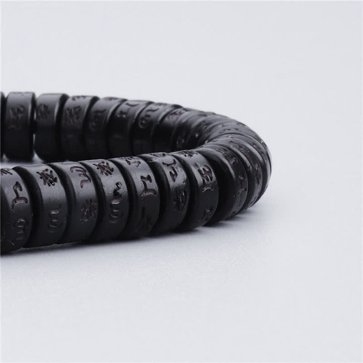 Buddha Stones, tibetische Kokosnussschalen-Perlen, graviertes Om Mani Padme Hum Mantra-Glücksarmband