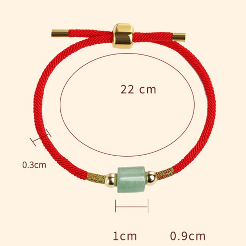 Buddha Stones Tibet Handgefertigtes grünes Aventurin- und rotes Malachit-Glücksschutz-Armband aus geflochtenem Seil