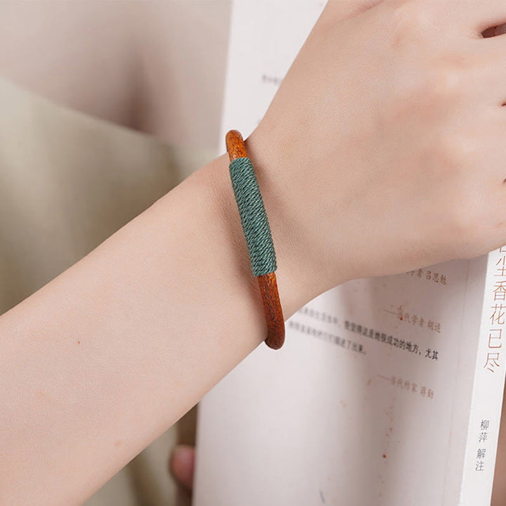 Armband mit Buddha Stonesn, tibetischem Leder, handgefertigt, fünf Elemente, Glücksgeflecht, Schnalle - image 6