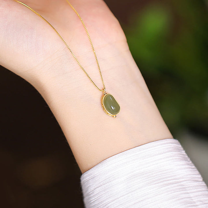 925 Sterling Silber natürliche Hetian Jade Cyan Jade Glück lachender Buddha Schmetterling Halskette Anhänger - Liebesbohne - image 20