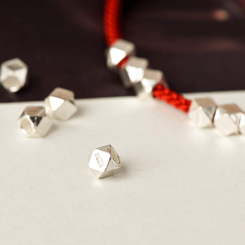 Buddha Stones 925 Sterling Silber Rote Schnur Geflecht Armband Fußkettchen