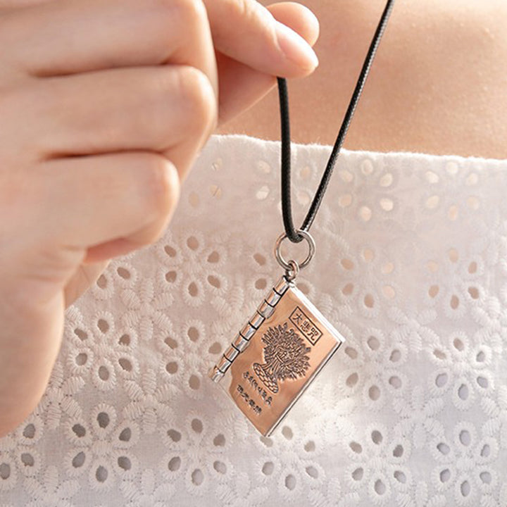 990 Sterling Silber Herz Sutra Großes Mitgefühl Shurangama Mantra Lotus Vajra Frieden Halskette Anhänger - image 10