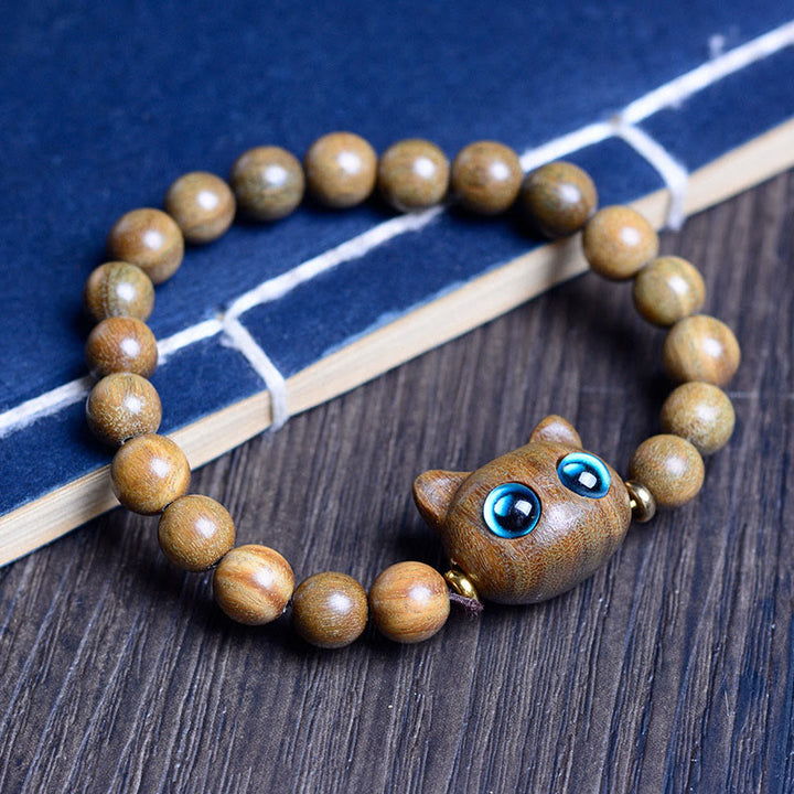 Buddha Stones, Ebenholz, grünes Sandelholz, rotes Sandelholz, schönes Katzen-Balance-Armband - Grüne Sandelholzkatze, 8 mm x 20 Perlen (Handgelenkumfang 14–16 cm) - image 9