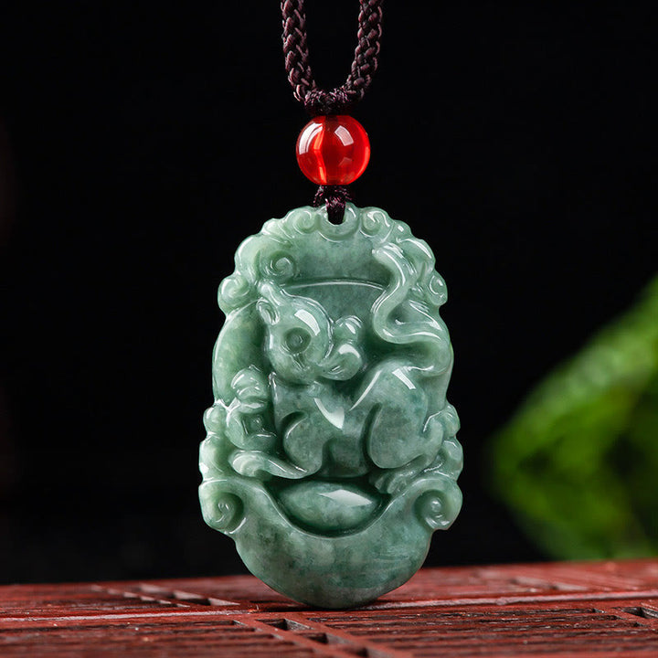 Buddha Stones, natürliche Jade, 12 chinesische Sternzeichen, Wohlstands-Halsketten-Anhänger - image 9
