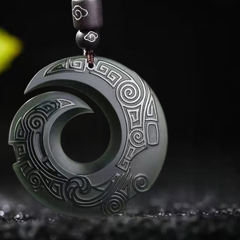 Buddha Stones One's Luck Improves Design Patern Hetian Cyan Jade Peace Buckle Luck Halskette Anhänger