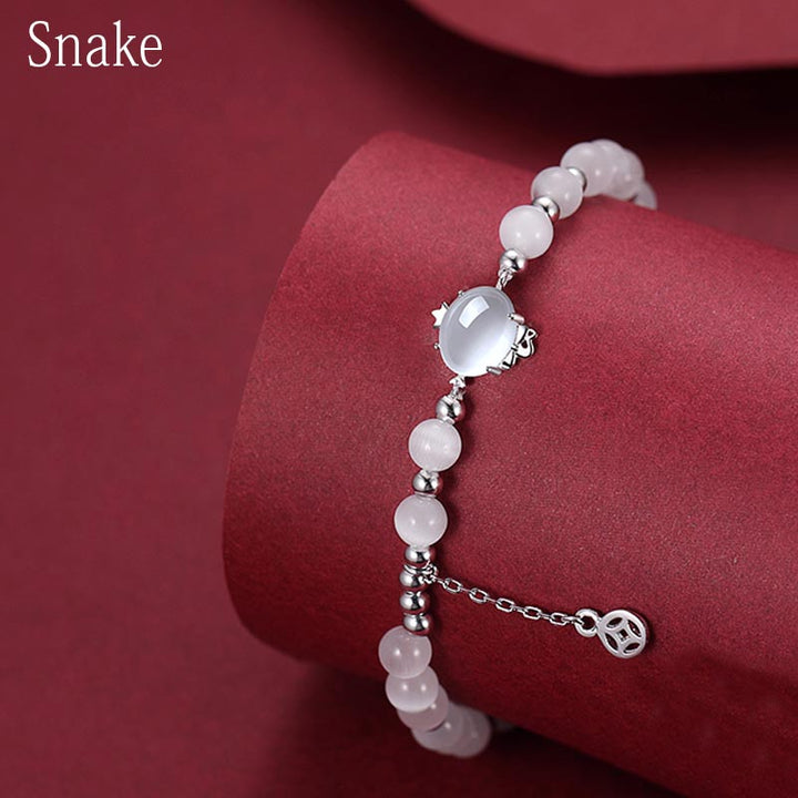 Buddha Stones 925 Sterling Silber Jahr des Drachen Chinesisches Sternzeichen Natürliches Katzenauge Chalcedon Kupfermünze Erfolgsarmband