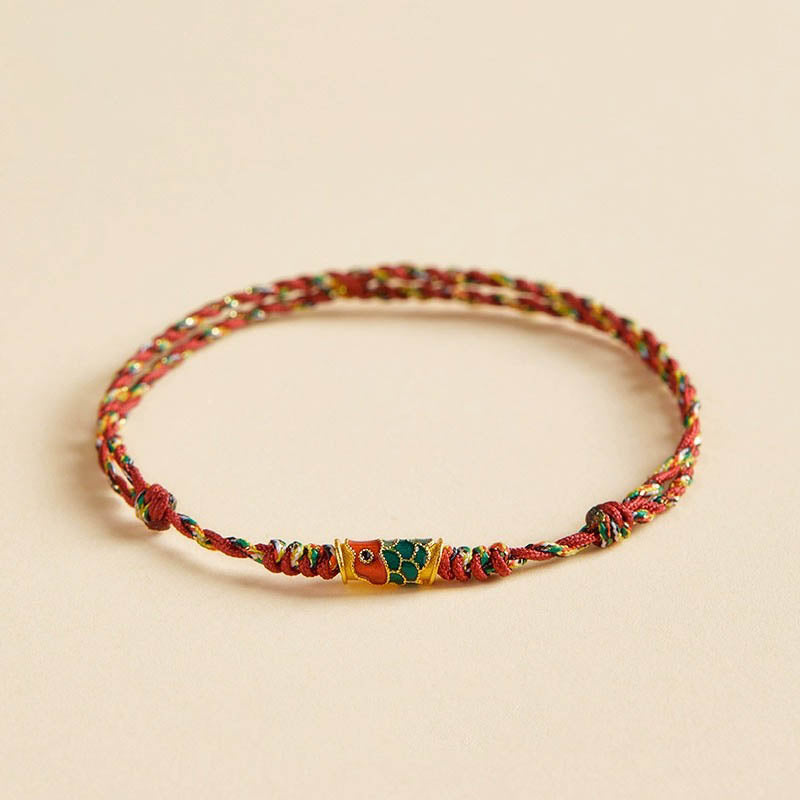 Buddha Stones Handgefertigtes Armband aus geflochtenem Seil, Koi Fish Wealth Prosperity