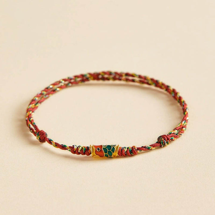 Buddha Stones Handgefertigtes Armband aus geflochtenem Seil, Koi Fish Wealth Prosperity