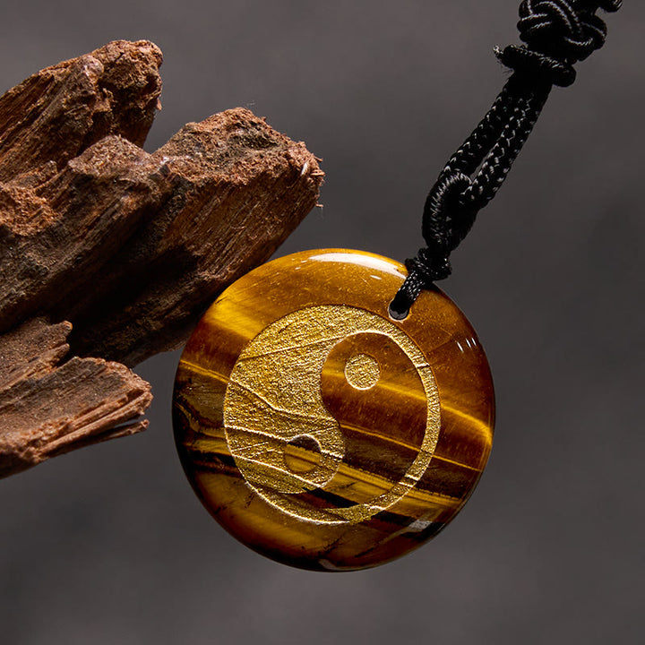 Buddha-Steine, verschiedene Kristalle, Amethyst, Tigerauge, grüner Aventurin, Yin Yang, spiritueller Halskettenanhänger