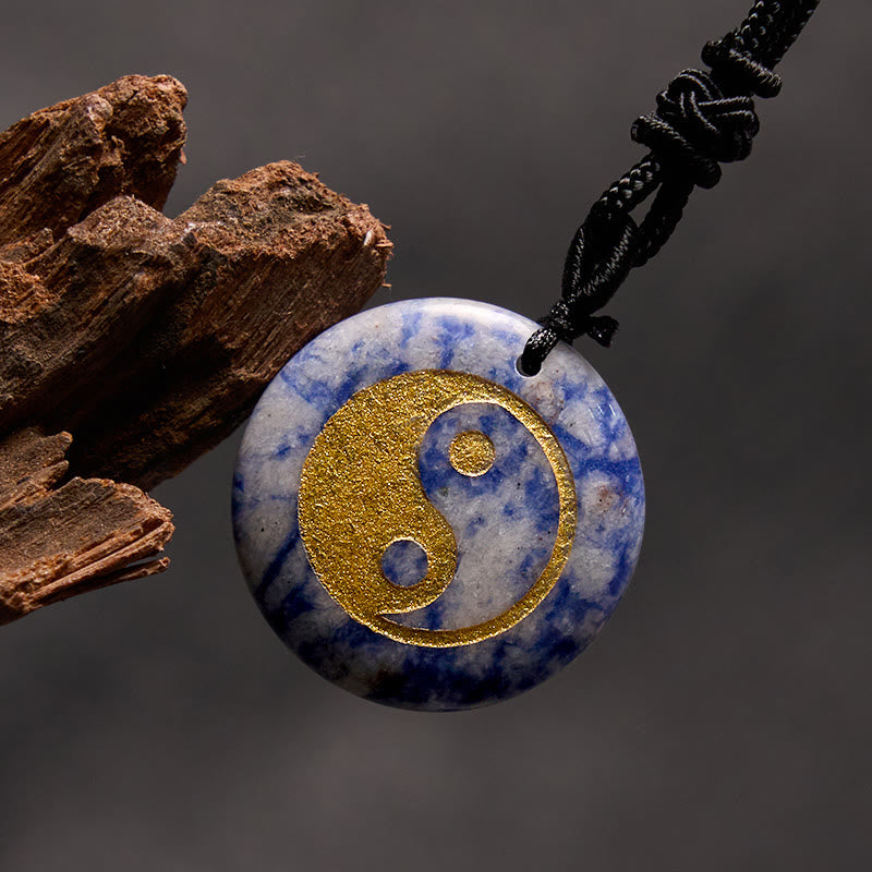 Buddha-Steine, verschiedene Kristalle, Amethyst, Tigerauge, grüner Aventurin, Yin Yang, spiritueller Halskettenanhänger