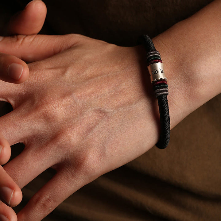 Buddha Stones 999 Sterling Silber Om Mani Padme Hum Peace Armband mit Magnetschnalle