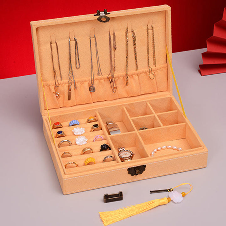 Buddha Stones, schlichtes Design, Schmuckschatulle, Organizer, einlagige Flanell-Schmuckaufbewahrungsbox mit Schloss - image 15