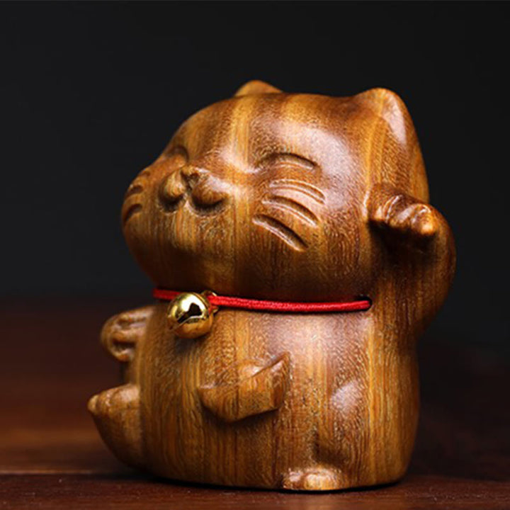 Buddha Stones Green Sandelwood Small Mini Cute Lucky Cat Peace Dekorationen - image 9