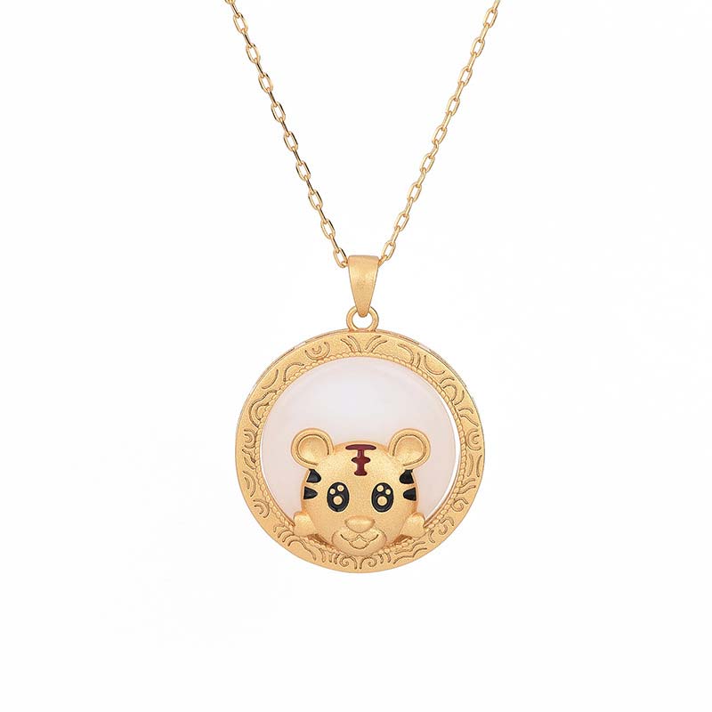 Halskette zum Segen des Jahres des Tigers aus Weiß Jade - image 5