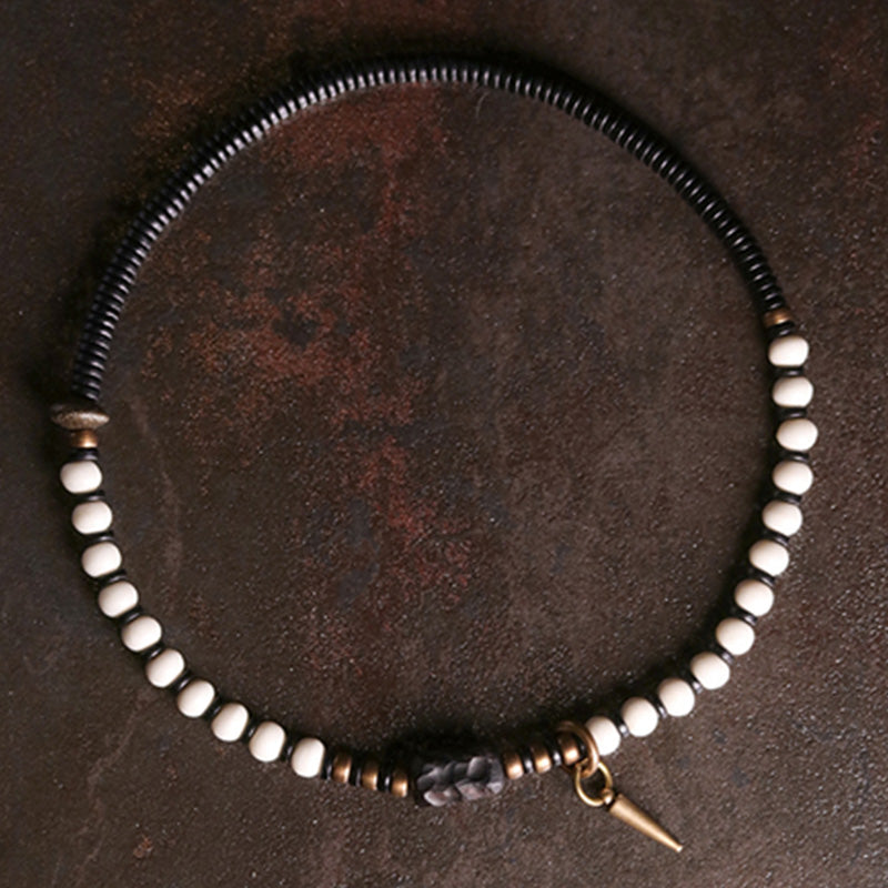 Buddha Stones Knochenperlen Ebenholz Kupfer Stärke Paar Armband