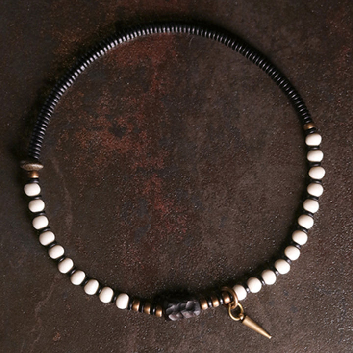 Buddha Stones Knochenperlen Ebenholz Kupfer Stärke Paar Armband
