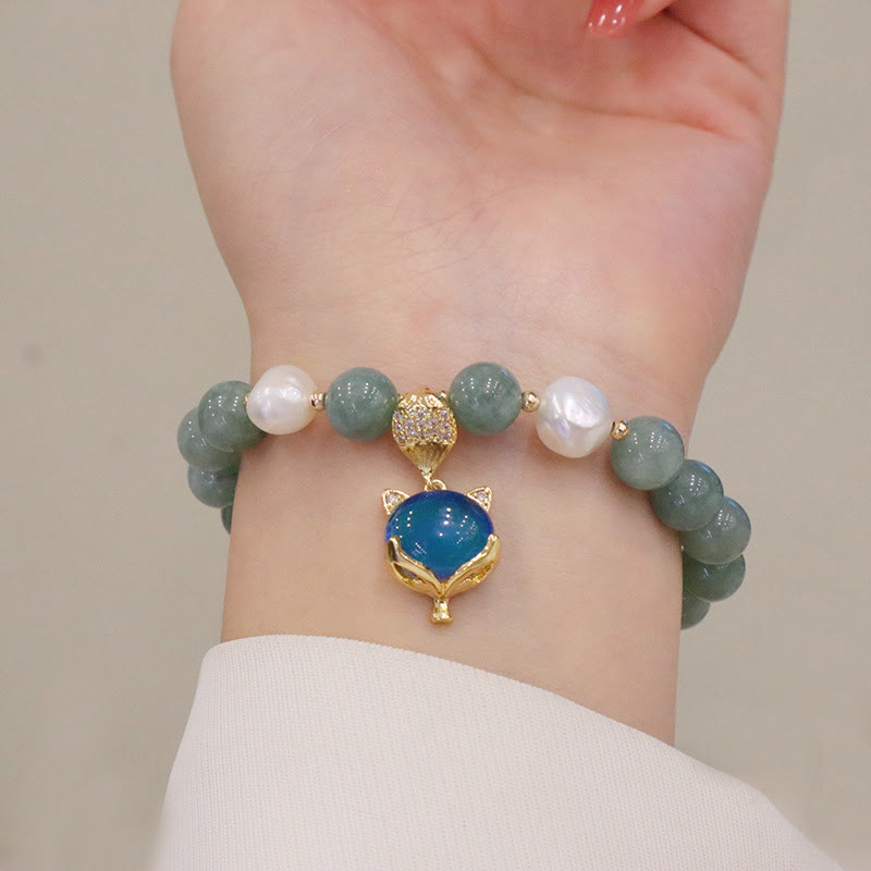 Buddha Stones Jade-Perlen-Farbwechsel-Fuchs-Charm-Glücksarmband
