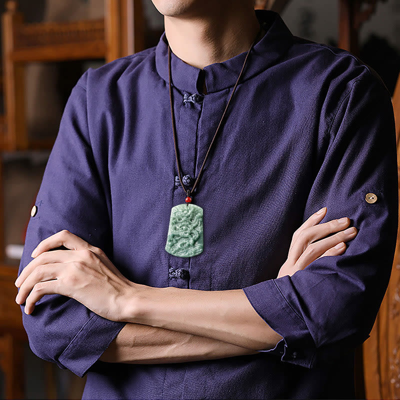 Buddha Stones, natürliche Jade, chinesisches Sternzeichen, Drache, Meer, Glück, Halskette, Anhänger - image 4