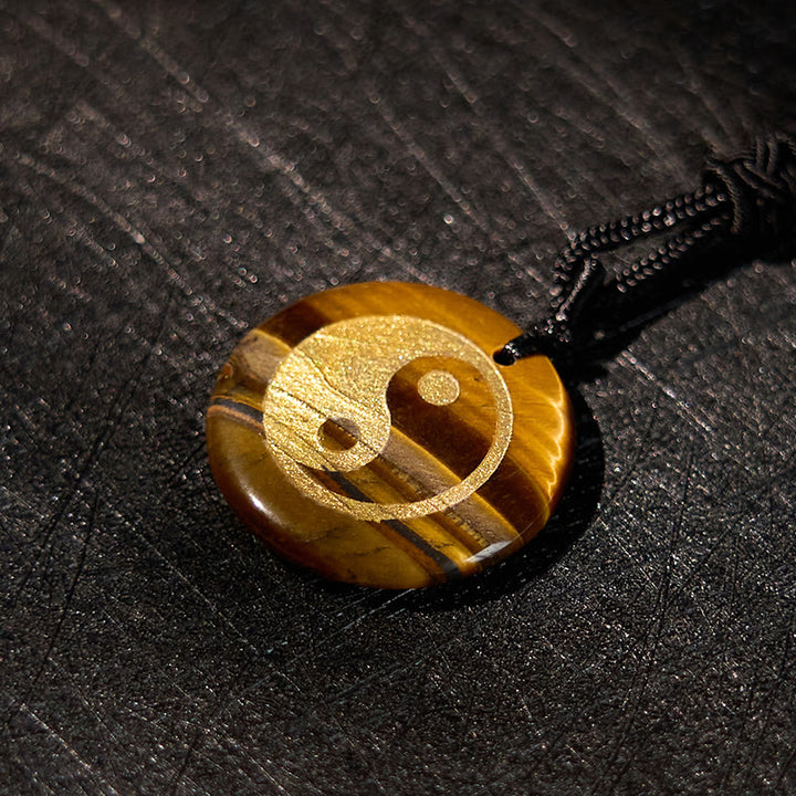 Buddha-Steine, verschiedene Kristalle, Amethyst, Tigerauge, grüner Aventurin, Yin Yang, spiritueller Halskettenanhänger