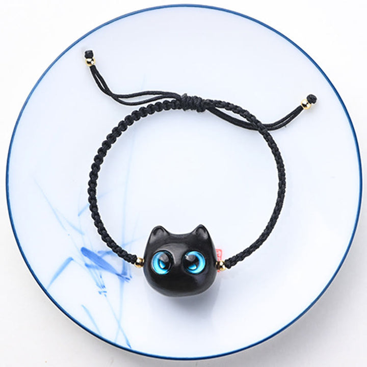 Buddha Stones, kleines Blatt, rotes Sandelholz, Ebenholz, süßer Katzenkopf, ruhiger Schutz, geflochtenes Armband - image 12